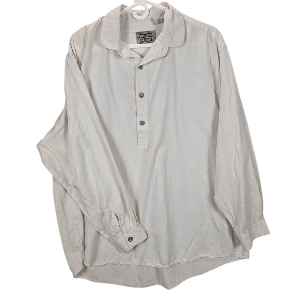 Vtg Frontier Classics Shirt Mens XL Off-White Long Sleeve Cotton Western Cowboy